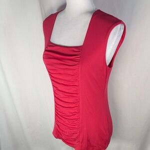 Alfani Sleeveless Ruched Red Tank Top